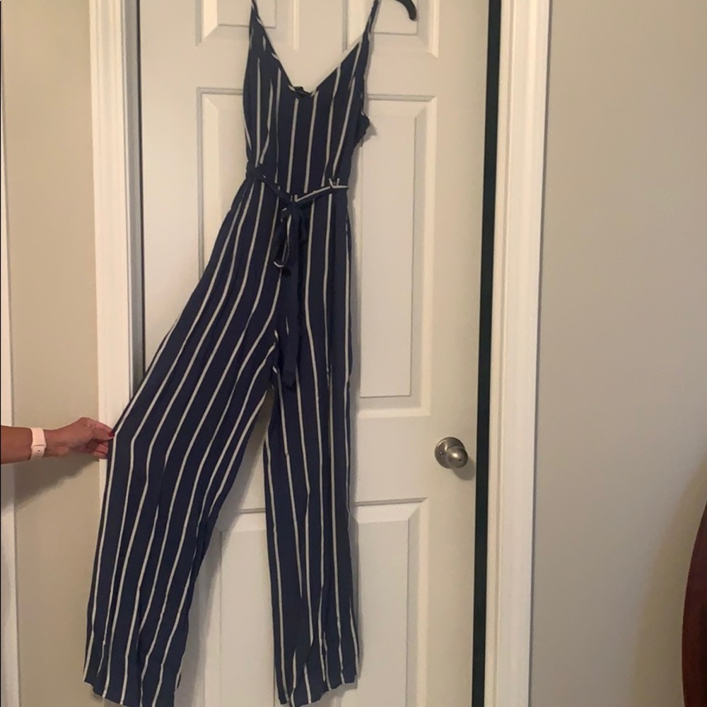Blue striped jumpsuit